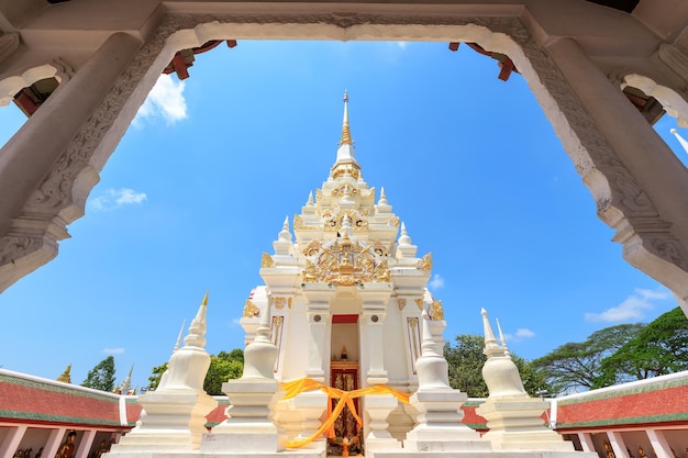 Buddha relic pagoda stupa at Wat Phra Borommathat Chaiya Worawihan Surat Thani