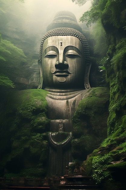 山に彫られた仏像