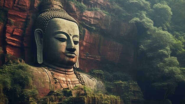 Buddha statue carved in mountain