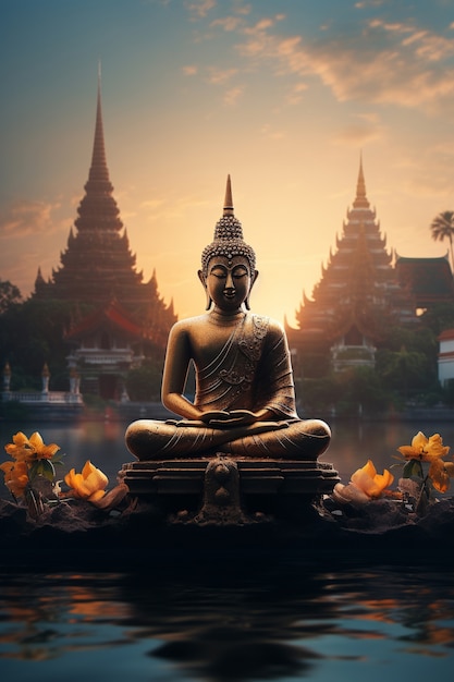 Бесплатное фото Статуя будды для медитации и расслабления