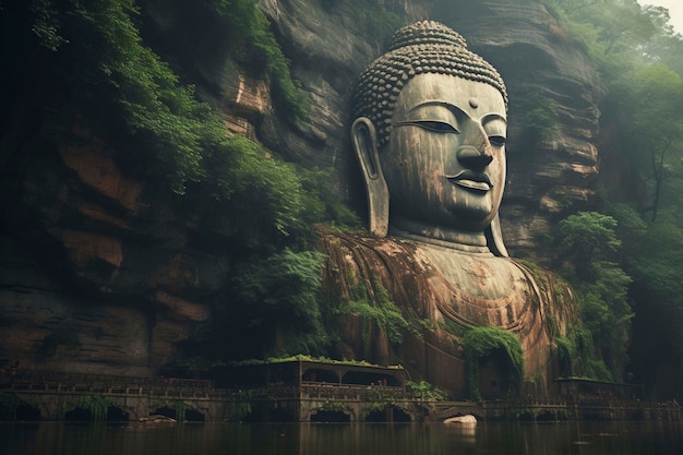 Foto gratuita statua di buddha in natura