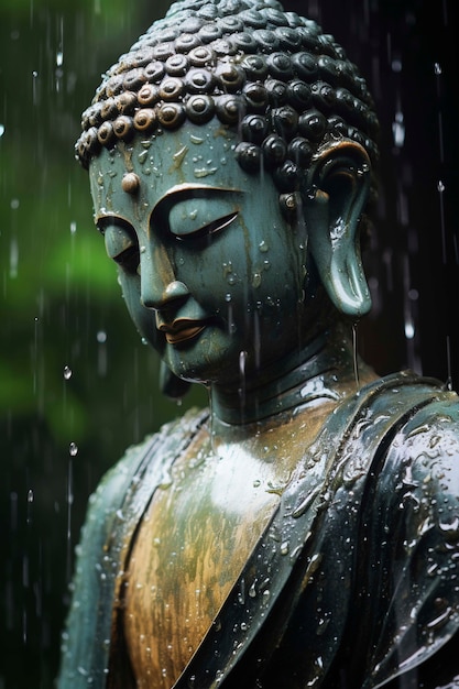 Foto gratuita statua di buddha in natura