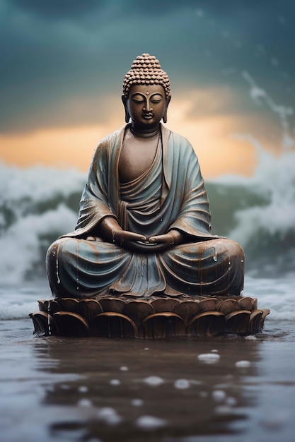 Foto gratuita statua di buddha in natura