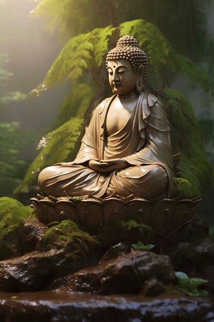 Foto gratuita statua di buddha in natura