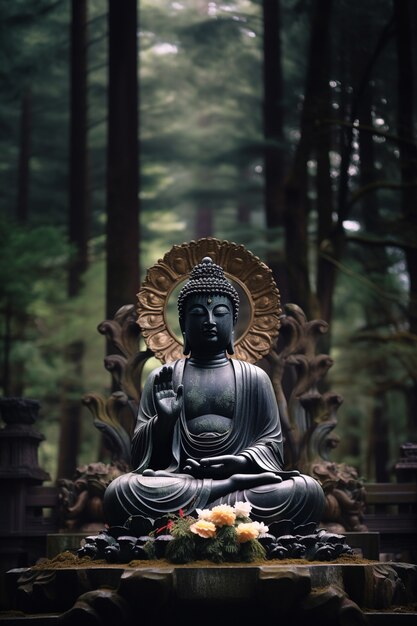 Foto gratuita statua di buddha per la spiritualità e lo zen