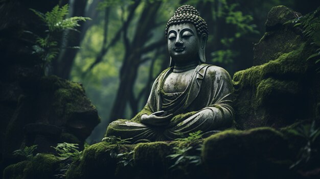 자연 풍경이 있는 부처님 동상