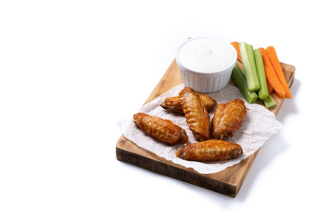 Free photo buffalo spicy chicken wings with cayenne pepper sauce isolated on white background