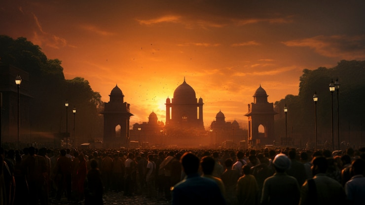 Free Photo building decorated indian republic day