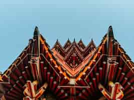 Free photo building under the sunlight and a blue sky in millennium city park, kaifeng