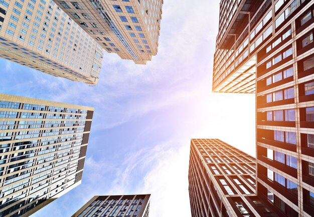 Building view from below at sunset