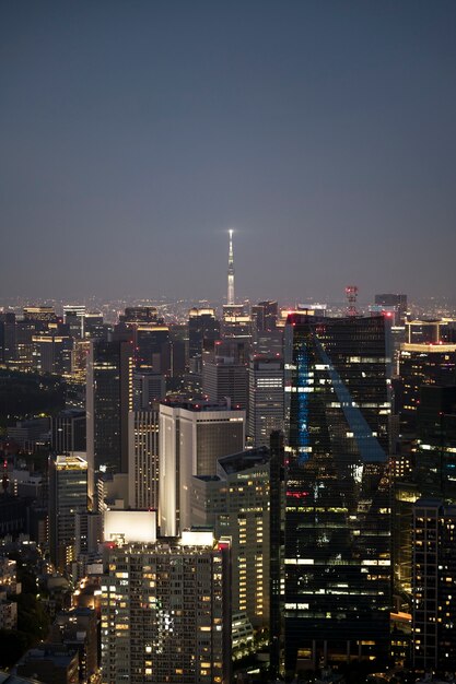 Buildings with lights landscape high angle