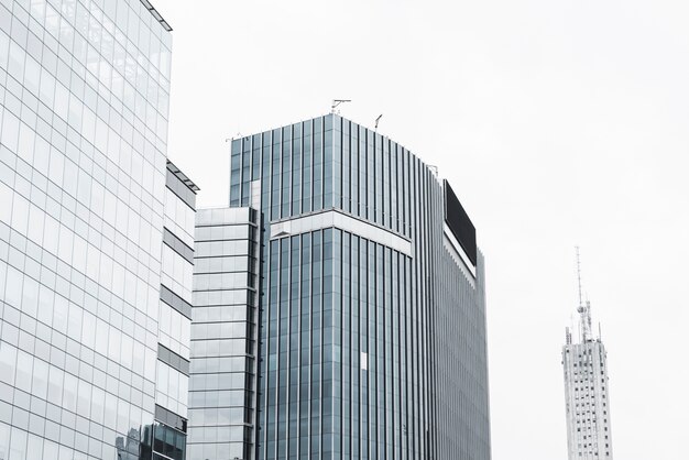 Buildings with white sky cloudscape