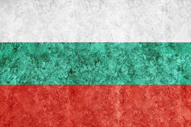 Металлический флаг Болгарии, текстурированный флаг, гранж-флаг