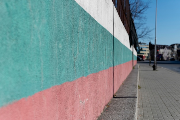 Bulgarian flag outdoors on the concrete wall