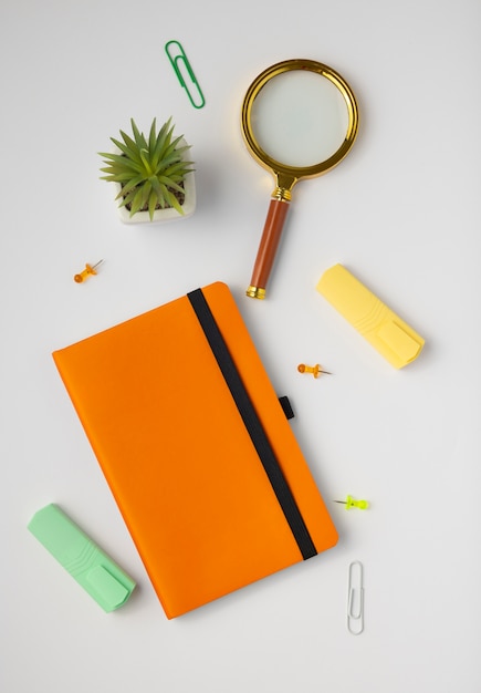 Free photo bullet journal still life flat lay