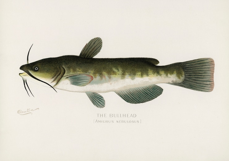 Free Photo bullhead; (amiurus nebulosus) illustrated by sherman f. denton (1856-1937)