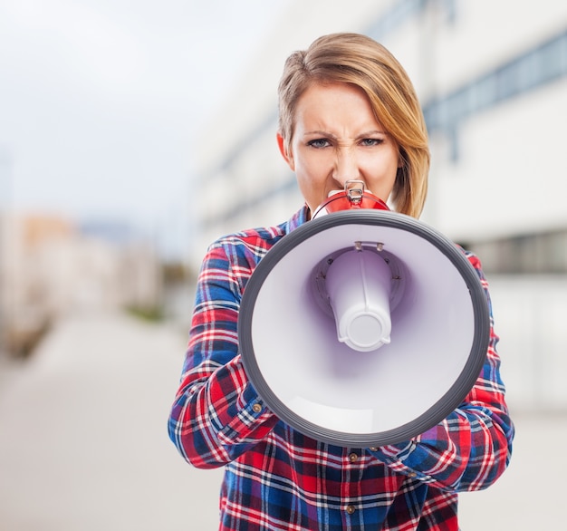 Free photo bullhorn pretty positive sound message