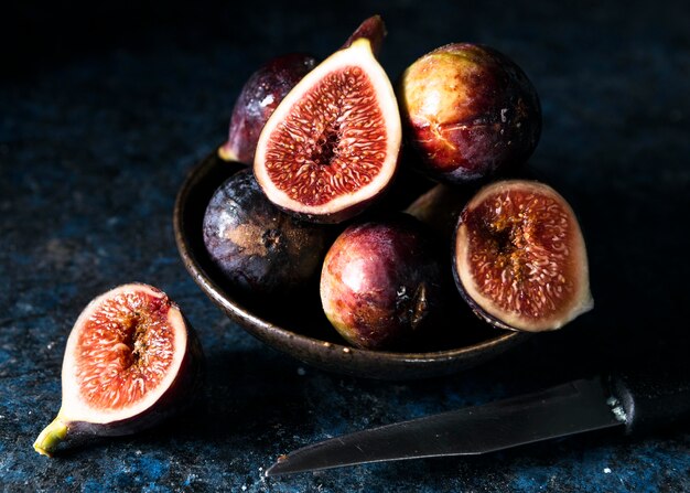 Bunch of autumn figs on plate