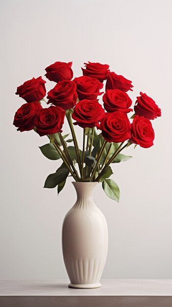 Bunch of beautiful blooming roses in vase