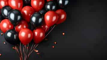 Free photo bunch of black and red balloons on black space for text