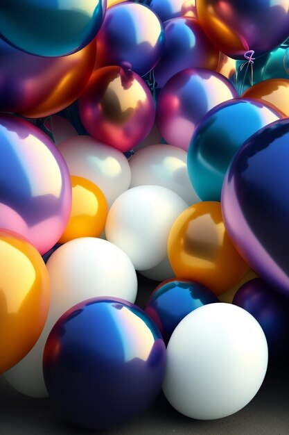 A bunch of colorful balloons in a basket