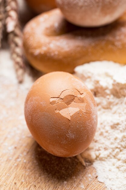 Bunch of eggs in the flour