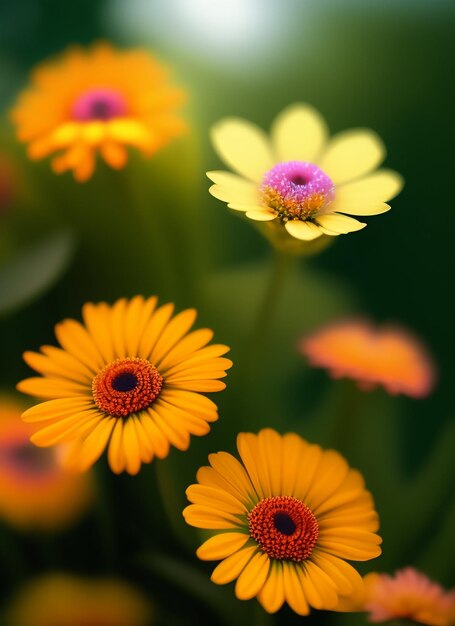 黄色と紫の花の束