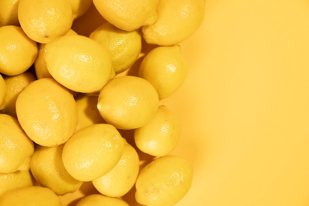Bunch of fresh lemons with copy space