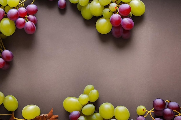 A bunch of grapes on a brown background