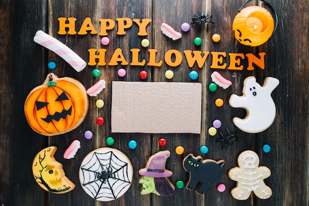 Foto gratuita mazzo di dolci di halloween