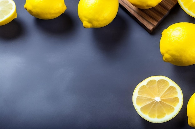 Free photo a bunch of lemons on a black background