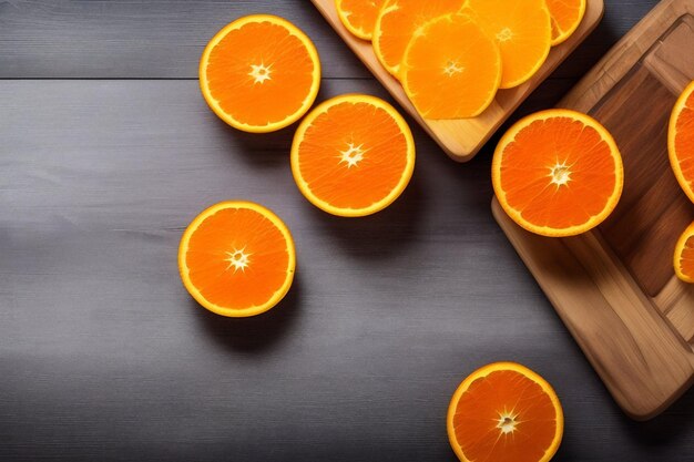 Free photo a bunch of oranges are on a table next to a cutting board