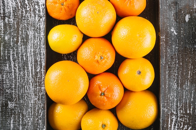 Bunch of oranges and tangerines