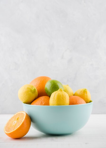 Bunch of organic fruits in a bowl