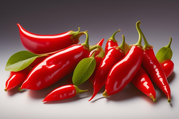 Free photo a bunch of red chilli peppers on a white background