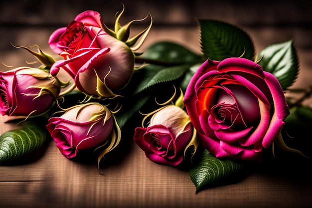 Foto gratuita un mazzo di rose su un tavolo