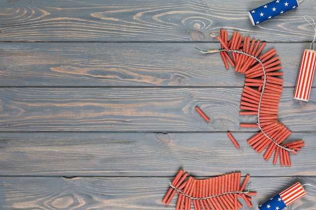 Free photo bunches of fireworks on table