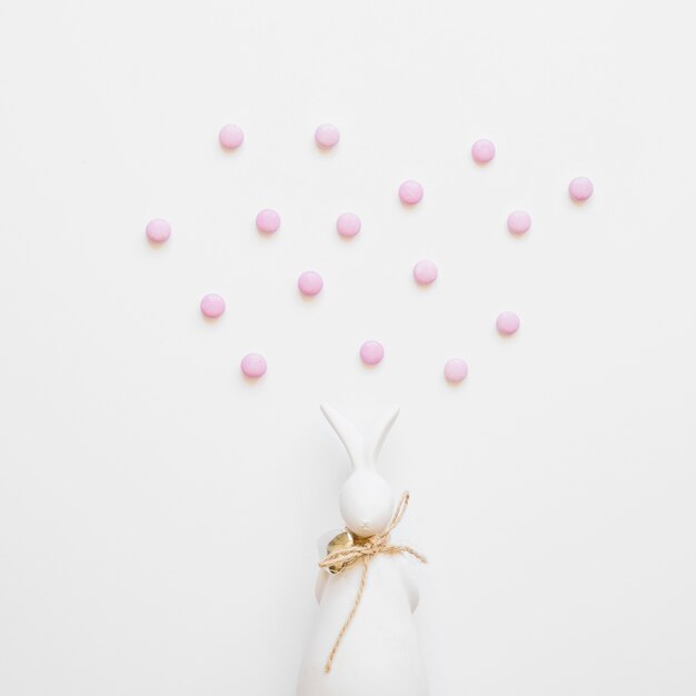 Bunny figurine and pink drops