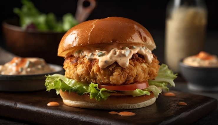 無料Photo マヨネーズソースがかかったハンバーガー