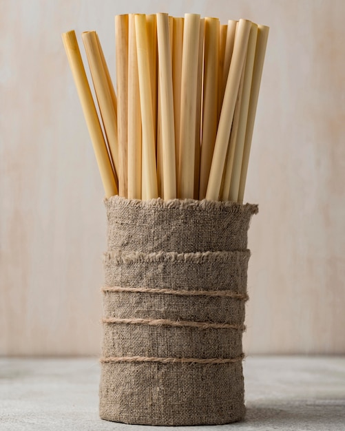 Burlap fabric eco-friendly environment bamboo tube straws