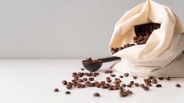 Burlap sack with coffee beans