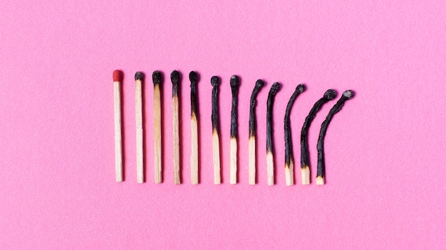 Burned matches arrangement