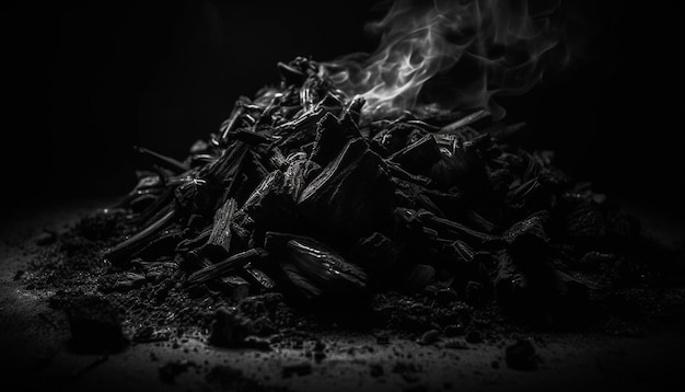 Free photo burning coal heap creates dangerous glowing fire generated by ai