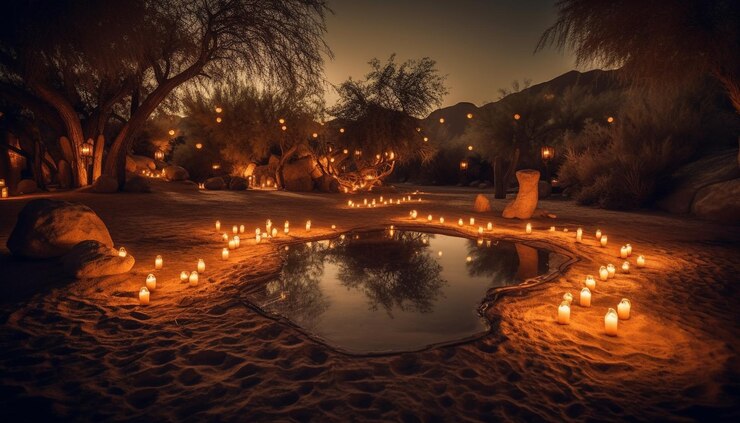 Free Photo burning flame illuminates tranquil scene in nature generated by ai