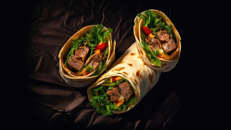 Free Photo burritos wraps with beef and vegetables ai generated image