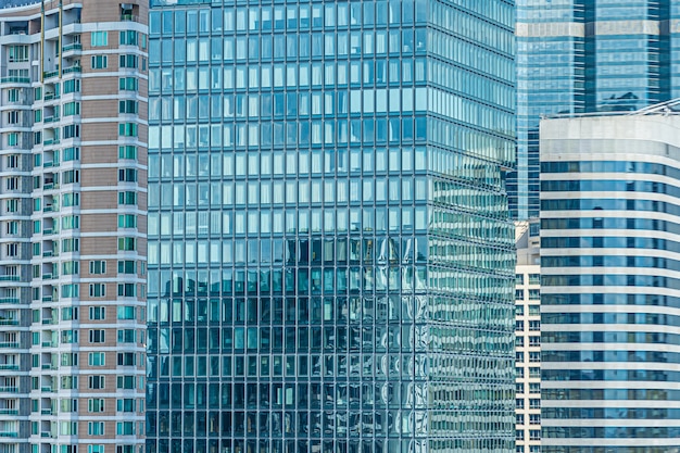 Business building exterior with glass window background