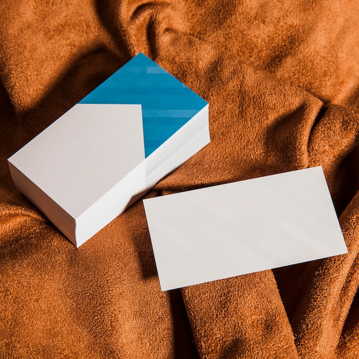 Free Photo business cards on cloth