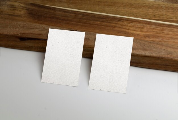 Business Cards With wooden Surface