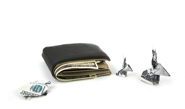 Foto gratuita business concetto: dollaro origami moneta di coniglio e la tartaruga w