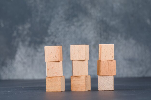 Business concept with nine wooden blocks.